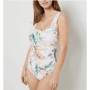 Jantzen Women’s 18W One Piece Swimsuit Tropical Floral Square Neck